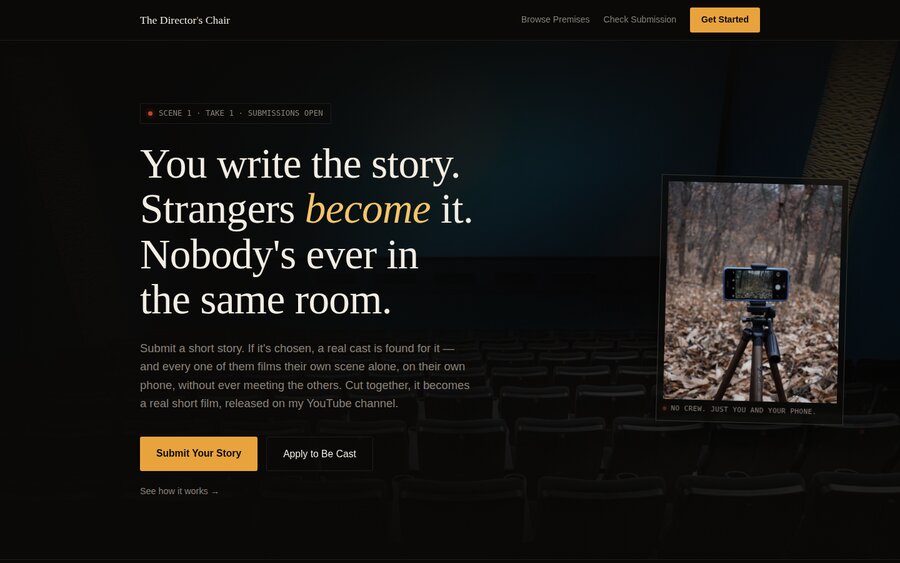 The Director's Chair homepage screenshot
