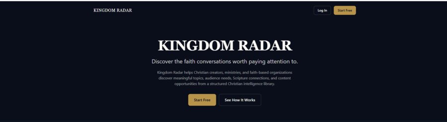 Kingdom Radar homepage screenshot