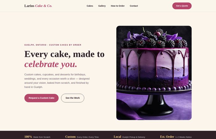 Larios Cake & Co. mockup site