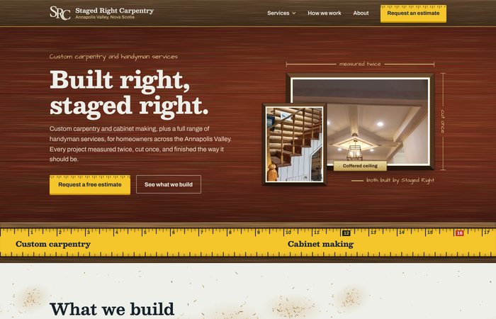 Staged Right Carpentry, Ltd. website