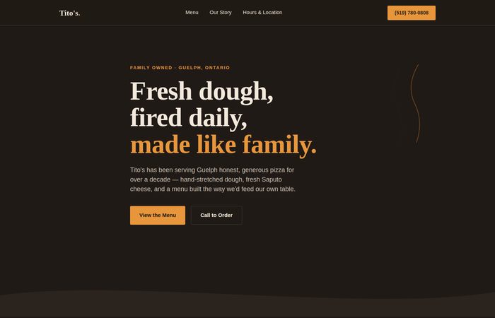 Tito's Pizza mockup site